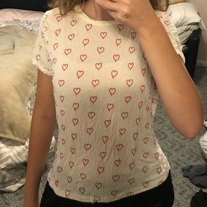 Wishful Park Short Sleeve White Heart Print Tee